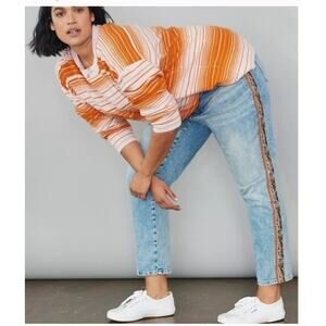Anthropologie Pilcro Light Wash Camo Sided Stripe Boyfriend Jeans Womens 25 Boho